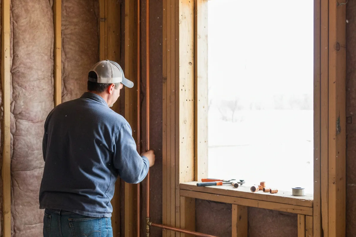 Licensed plumber running new copper supply lines in a Karns City home