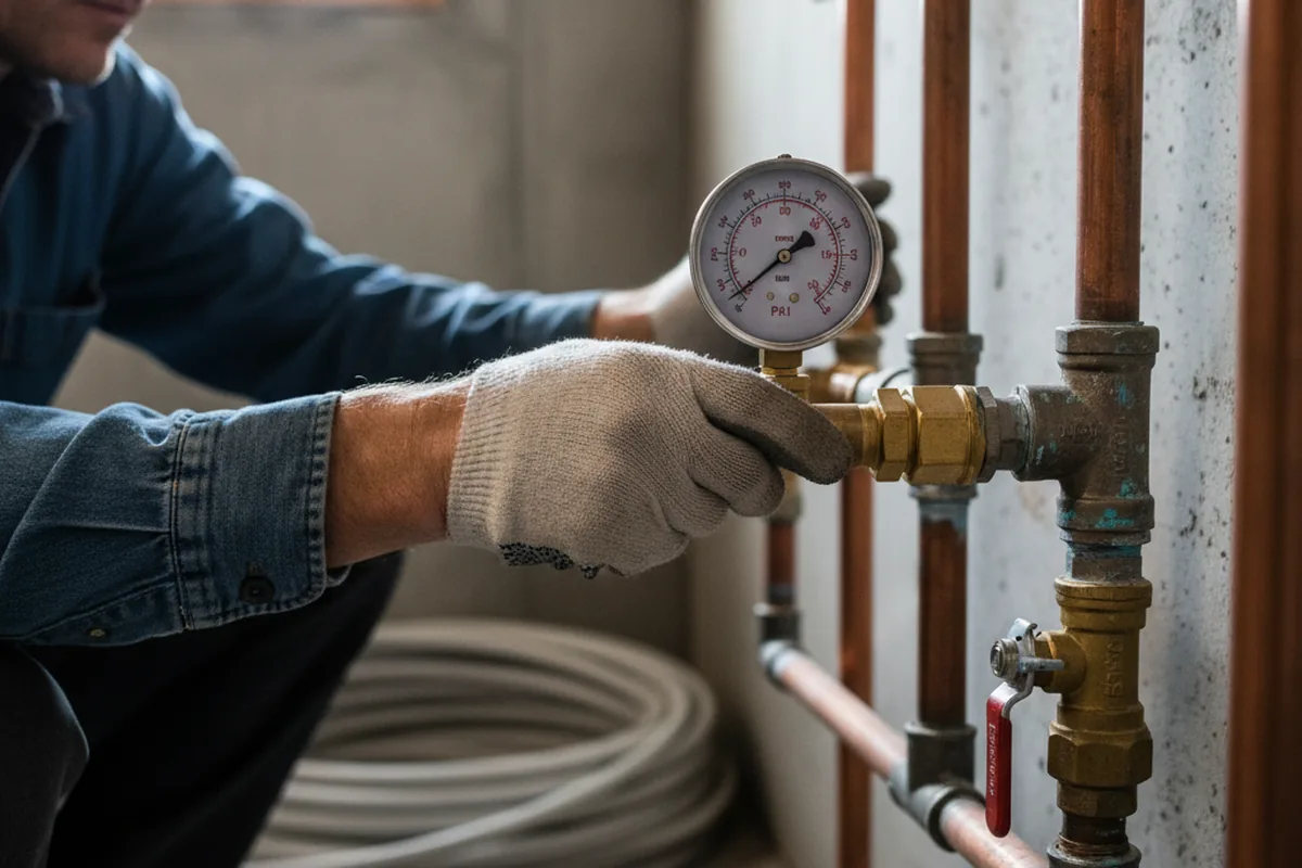 Pressure testing a repaired line during Water Line Repair in Karns City